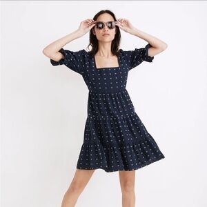 Madewell Square Neck Puff Sleeve Babydoll Dress